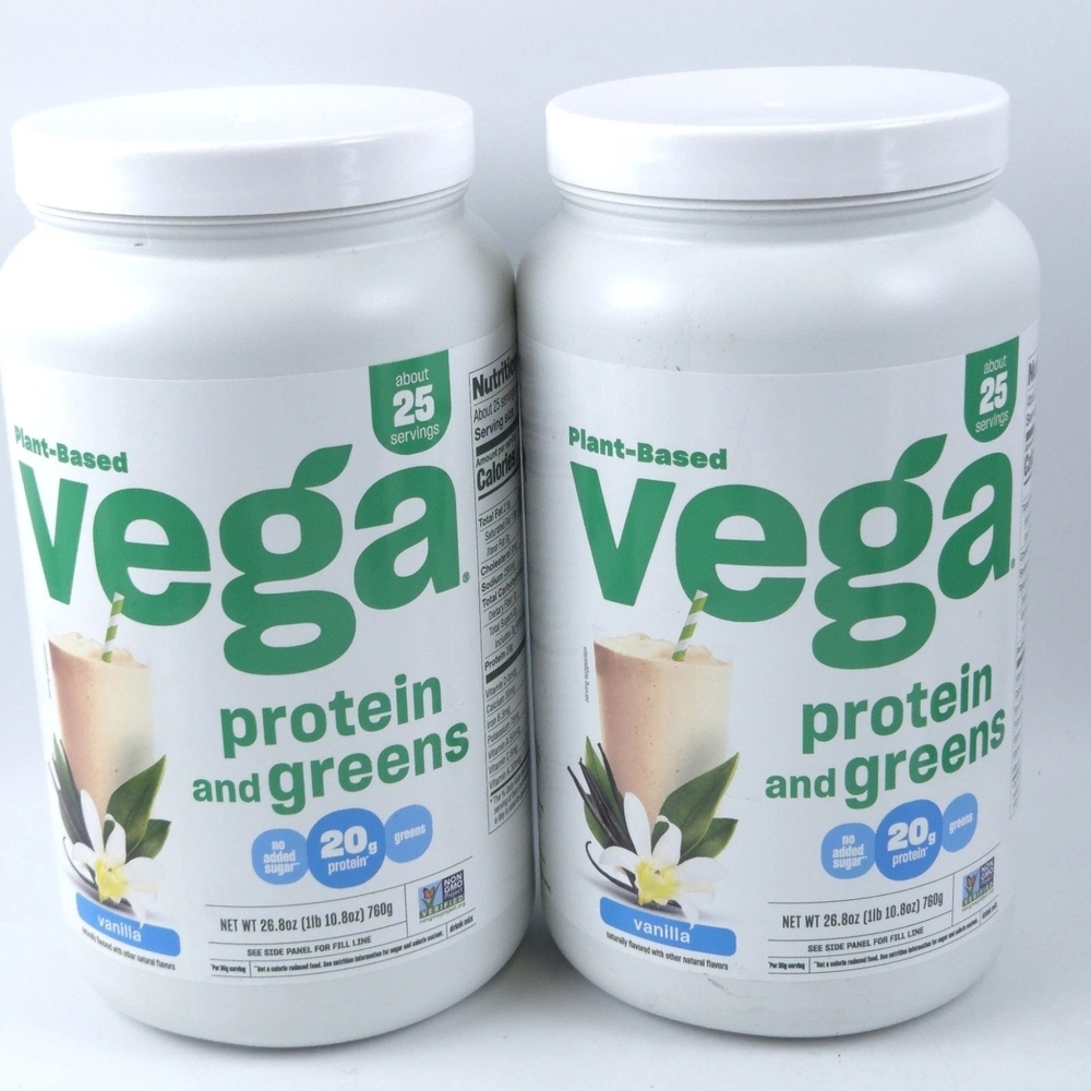 (2x) Vega Plant Based Protein Powder and Greens Supplement Vanilla - 1 lb